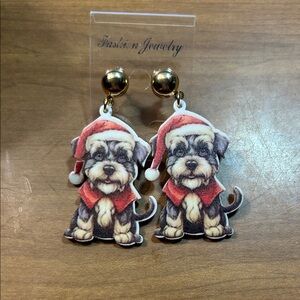 Festive Jewelry Dog Earrings with Santa Hat